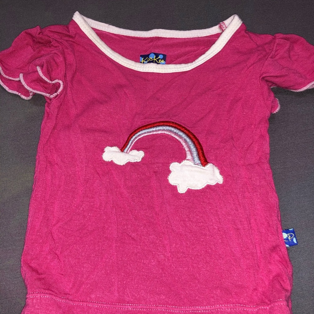 Kickee Pants Rainbow ruffle tee 3/6 months